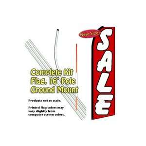 Sale (Red/White) Feather Banner Flag Kit (Flag, Pole, and Ground Mount 
