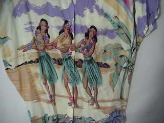 Vintage Hula Girls Under The Rainbow Hawaiian Shirt  