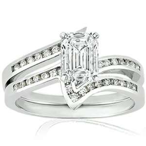 Ct Emerald Cut Diamond Interwined Engagement Wedding Rings Channel 