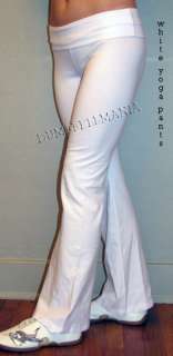 White Flare Leg Fold Over Fitness Long Yoga Pants S, M, L, XL  