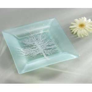  Nature Series Tree square plate Handmade glass 9 1/2 