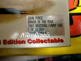 NHRA JOHN FORCE 124 Diecast Funny Car D of Year SIGNED  