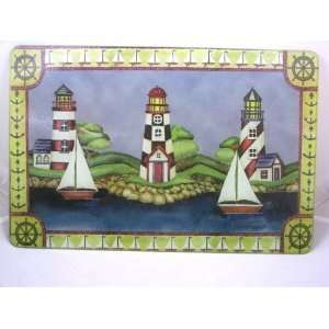  Tempered Glass Cutting Board 18 x 12 3 Lighthouses 