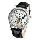NEW Stuhrling 91D Enigma Auto SS Case MOP/White Dial Black Leather 