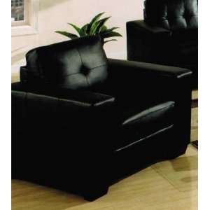 Sofa Chair with Button Tufted Seat and Back in Black Regenerated 