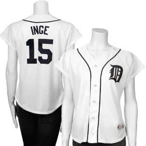  Detroit Tigers #15 Brandon Inge Ladies White Pinstripe Baseball 