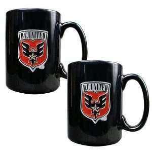 DC United MLS 2pc Black Ceramic Mug Set   Primary Team Logo  