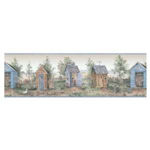  Brewster Wallcovering Country Outhouse Border Wallpaper 