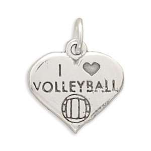   Sterling Silver I Love Volleyball Charm West Coast Jewelry Jewelry