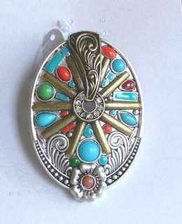 WOMEN WESTERN RED GREEN TURQUOISE BLUE BEAD SILVER OVAL CARVED COWGIRL 