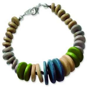    Tone Multicolored Wood Graduating Leather Cord Necklace Jewelry