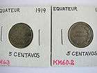 Ecuador 1918 1919 2 x 5 Centavos KM60.2 KM63 circulated nice coin
