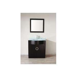   Modern Single Sink Bathoom Vanity with Integrated Glass Top and Sink