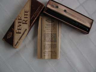 Vintage 1945 Fever Rite Thermometer in Box with Certificate  
