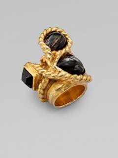 Yves Saint Laurent   Arty N Color 3 Stone Ring/Goldtone