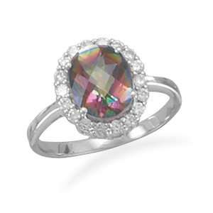  Oxidized Overlap Design Ring with Purple CZ Jewelry