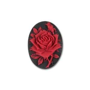  18x25mm Resin Rose Cameo   Red and Black