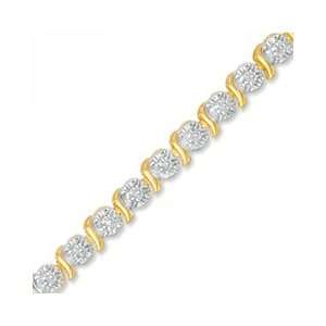  Diamond Accent Bracelet with Dangling Heart in 18K Gold 