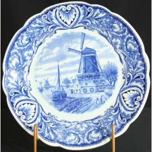   Delft Ceramic Transferware Plate Royal Sphinx Maastricht Windmill Boat