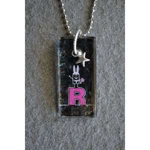  Letter R   Doodle People Alphabet Name Initial Glass Tile 