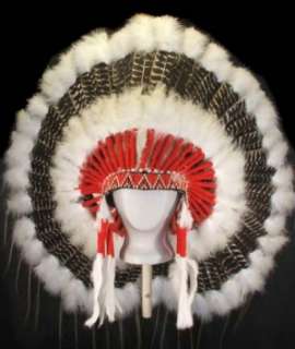 Native American Barred Turkey War Bonnet Headdress  