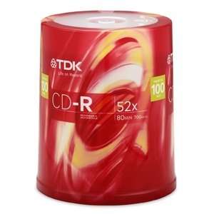  TDK TDK 52X CD R 80 Minute / 700MB 100 Pack Spindle 