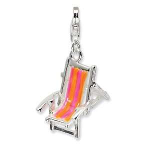 Amore La Vita Sterling Silver 3 D Enamel Beach Chair w/Lobster Clasp 