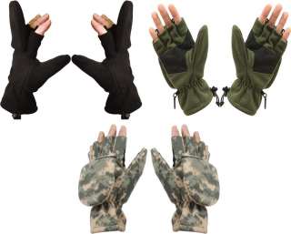 Military Fleece Sniper Fingerless Mitten Gloves  