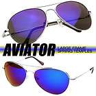 Color Revo Tint Mirror Metal Aviator Sunglasses w/ Spring Temples (Ice 