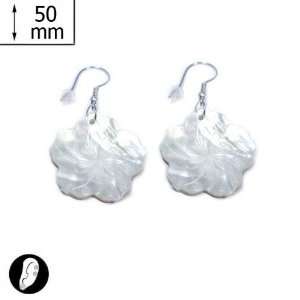   sg paris women earrings fish hook shell rhodium white shell Jewelry