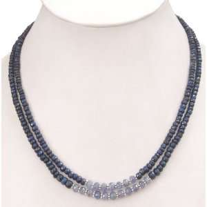   Strand Natural Faceted Sapphire & Tanzanite Beaded Necklace Jewelry