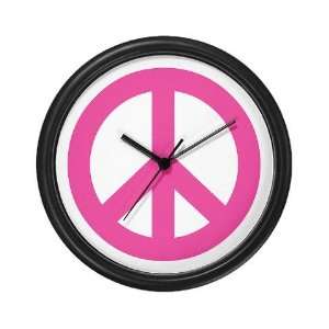  Hot Pink Peace Sign Vintage Wall Clock by 