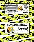 24 Personalized Birthday Construction Popcorn Wrappers