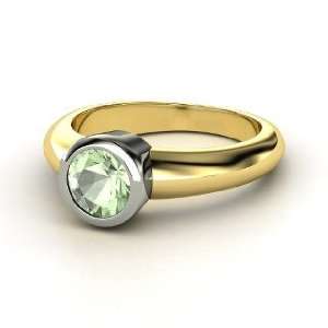   Spotlight Ring, Round Green Amethyst 14K Yellow Gold Ring Jewelry