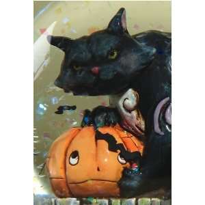   Jim Shore Halloween Black Cat With Pumpkin Water Globe