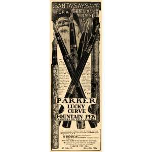 1905 Ad Parker Pen Lucky Fountain Pen Santa Christmas   Original Print 