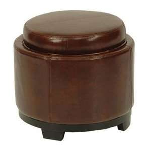   Tray Ottoman Black with Cordovan Leather   HUD4045C