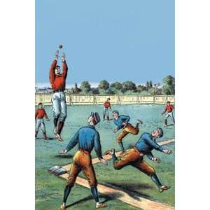  Leaping Catch on the Baseball Diamond   Poster (12x18 