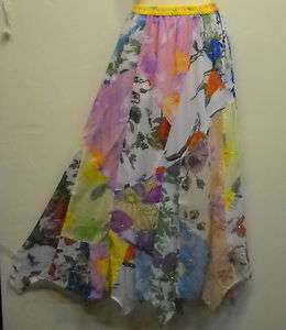 NWT SACRED THREADS PATCH FUNKY CHIFFON LINED SEQUIN HANKY SKIRT S 26 