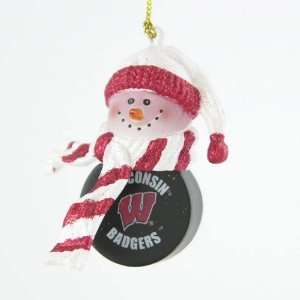   Badgers NCAA Striped Acrylic Basketball Snowman Ornament (2.5 inch