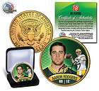 AARON RODGERS Green Bay Packers 24K GOLD JFK KENNEDY HALF DOLLAR COIN 