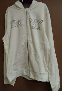 DKNY Jeans Hoodie Jacket Sz X Large Ivory Women  