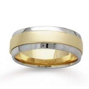    14k Two Tone Gold Serenity Hand Carved Wedding Band Jewelry