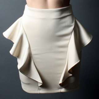   Peplum Lady Gaga Style Ruffle High Waist Pencil Skirt Size L  