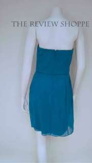   Strapless Silk Dress w/ Waist Brooch Deep Turquoise M NWT $194  