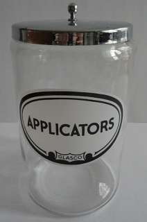   Apothecary Doctors Applicators Large Glass Jar Chrome Top  