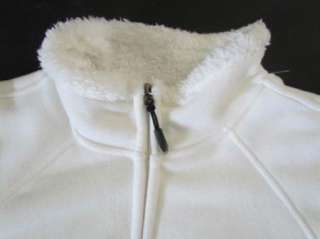 GREEN TEA New Ivory ZIp Up Faux Fur Jacket Coat Sweatshirt Womens 