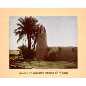com 1923 Print Mosque Medamut Thebes Prayer Egypt Palm Trees Religion 