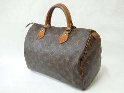 AUTH LV Louis Vuitton Monogram Brown Canvas Leather Speedy 30 Hand bag 