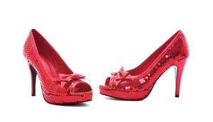 Womens Ruby Red Sequin Dorothy Peep Toe Pumps Size 6 10  